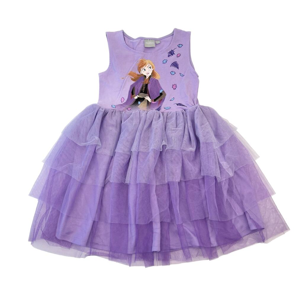 Disney Frozen II Anna Purple Sleeveless Puffy Tutu Cotton Dress Sz 7/8 (M)‎